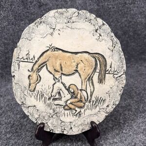 Shapes of Clay 7" Wall Plaque by Stan Langtwait Horse Foal Western Mt St Helens